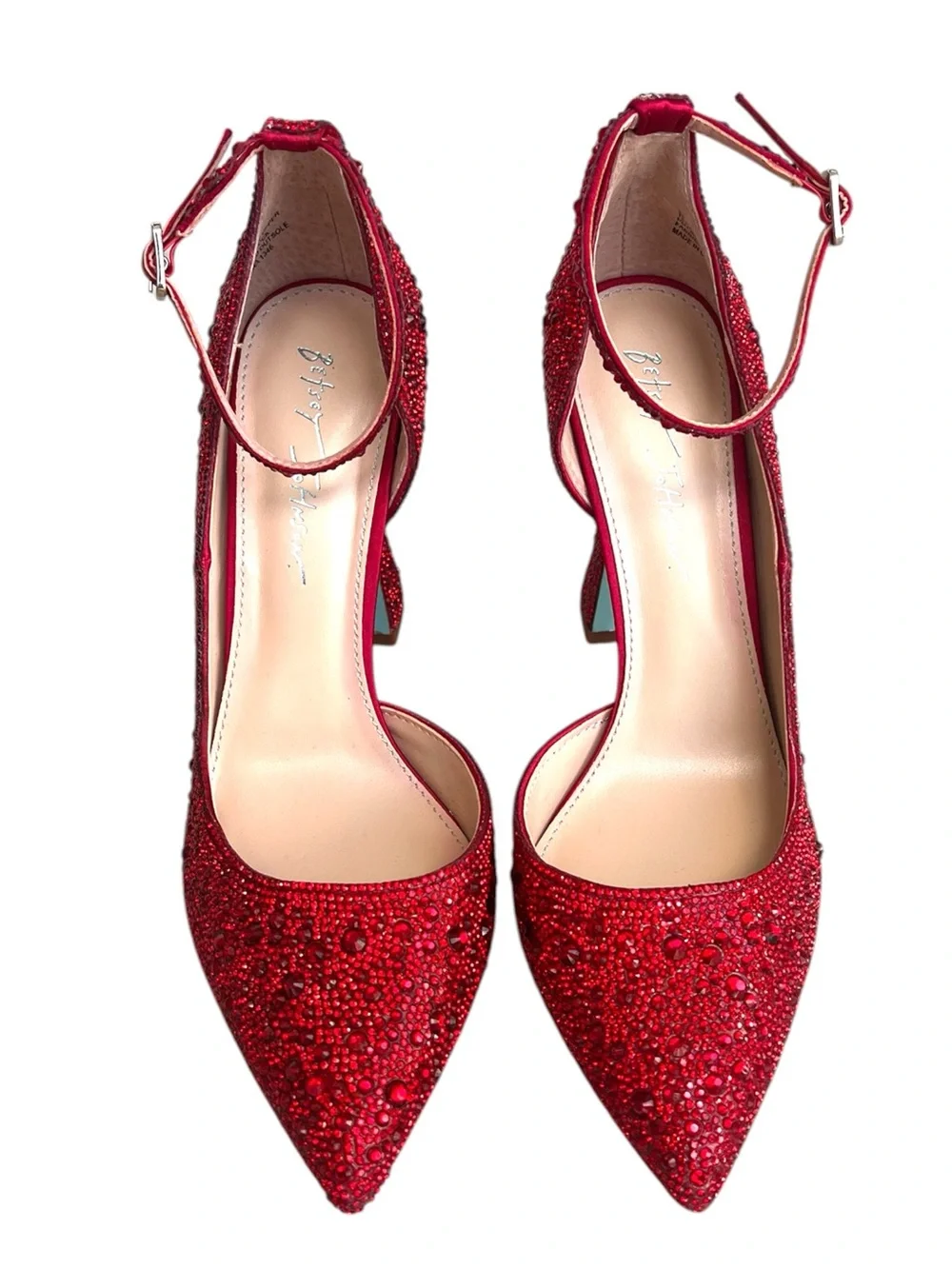 Betsey Johnson Ramsy Red Rhinestone Heels Size 9